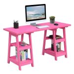 Hot Pink Double Trestle Desk with Shelves