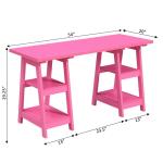 Hot Pink Double Trestle Desk with Shelves