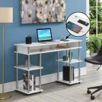 White Storage Desk with Charging Station