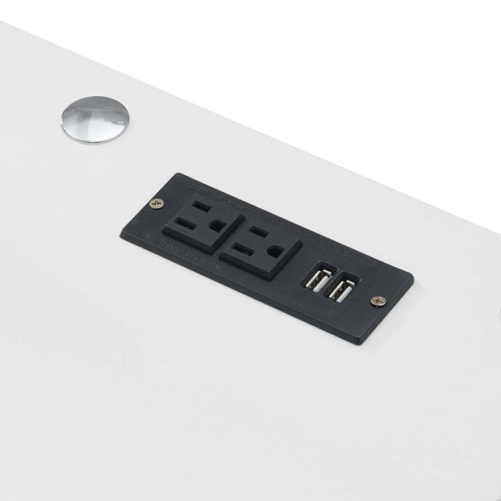 White Storage Desk with Charging Station