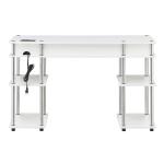 White Storage Desk with Charging Station