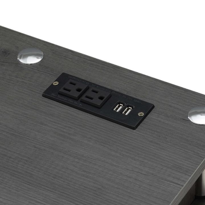 Gray Storage Desk with Charging Station