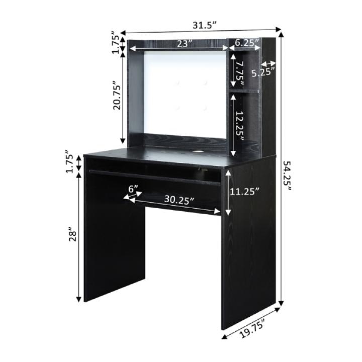 Black Desk with Magnetic Bulletin Board