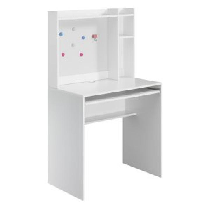 White Desk with Magnetic Bulletin Board