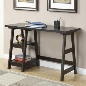 Mocha Trestle Desk with Shelves