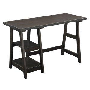 Mocha Trestle Desk with Shelves
