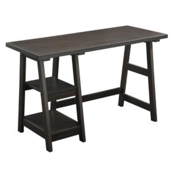 Mocha Trestle Desk with Shelves