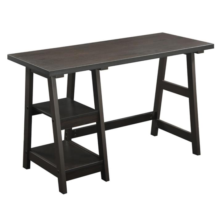 Mocha Trestle Desk with Shelves