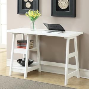 White Trestle Desk with Shelves