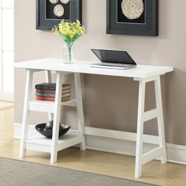 White Trestle Desk with Shelves