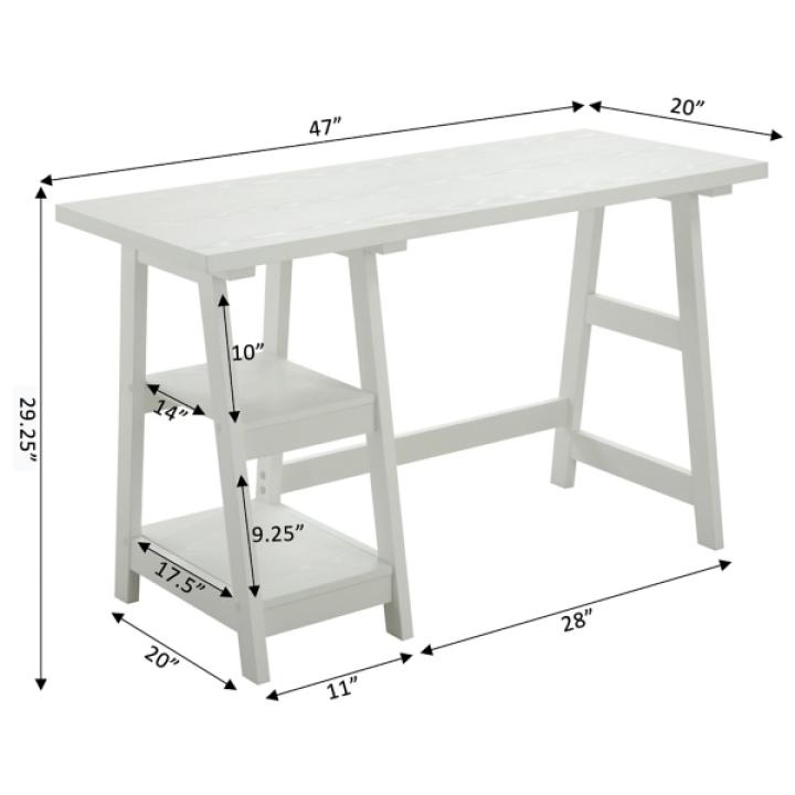 White Trestle Desk with Shelves
