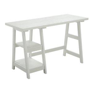 White Trestle Desk with Shelves