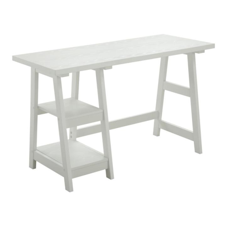 White Trestle Desk with Shelves