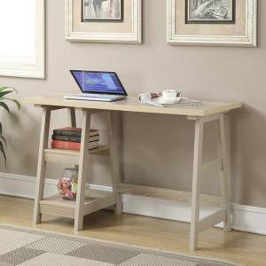 Ivory Trestle Desk with Shelves
