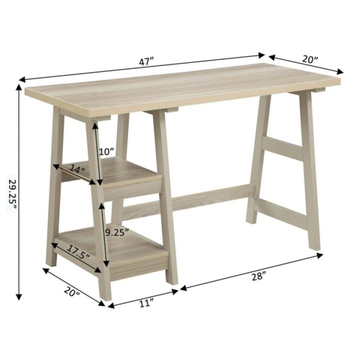 Ivory Trestle Desk with Shelves