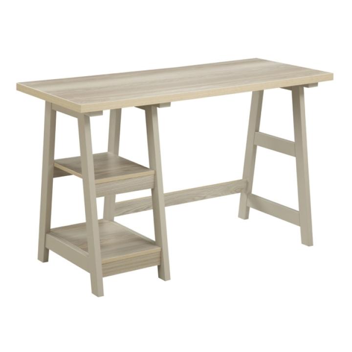 Ivory Trestle Desk with Shelves