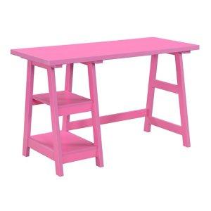 Pink Trestle Desk with Shelves