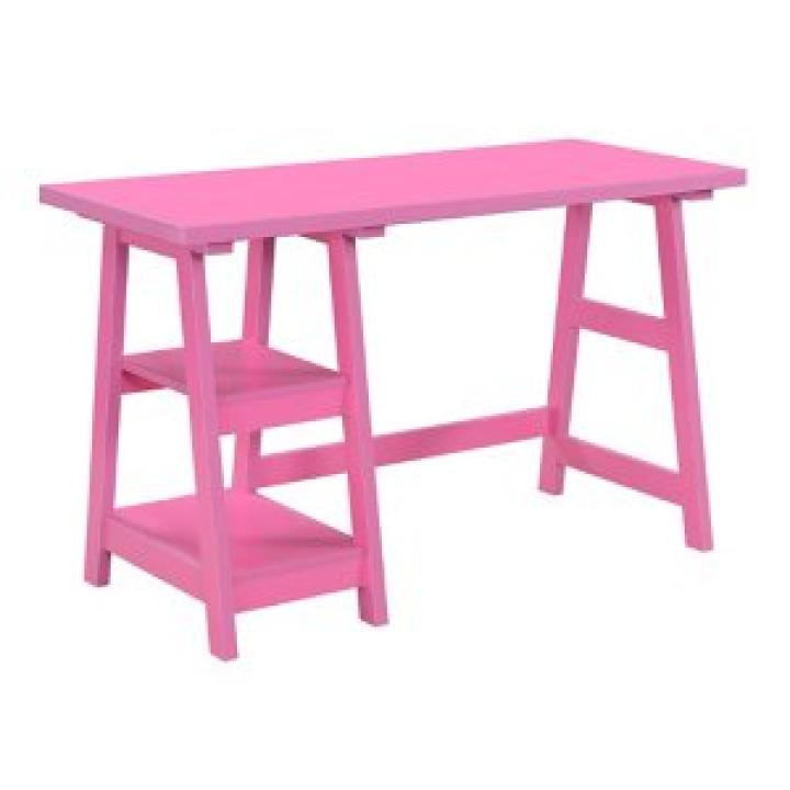 Pink Trestle Desk with Shelves