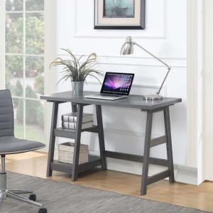 Gray Trestle Desk with Shelves
