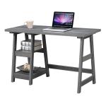 Gray Trestle Desk with Shelves