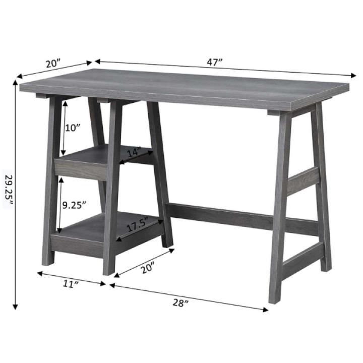 Gray Trestle Desk with Shelves
