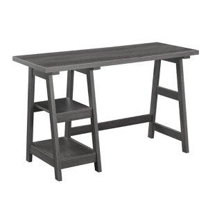 Gray Trestle Desk with Shelves