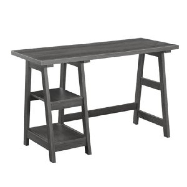 Gray Trestle Desk with Shelves