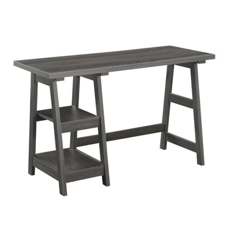 Gray Trestle Desk with Shelves