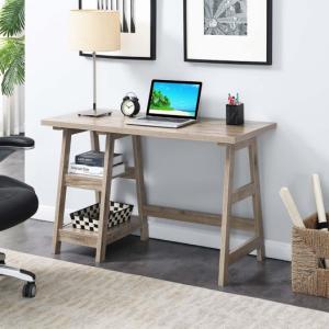 Natural Trestle Desk with Shelves