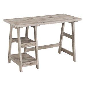 Natural Trestle Desk with Shelves