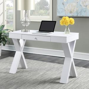 White X-Sides 1-Drawer Desk