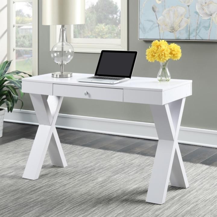 White X-Sides 1-Drawer Desk