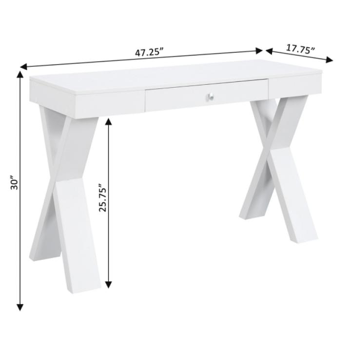 White X-Sides 1-Drawer Desk
