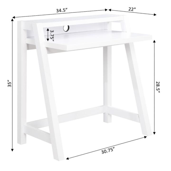 White Wood Lilly 2-Tier Desk