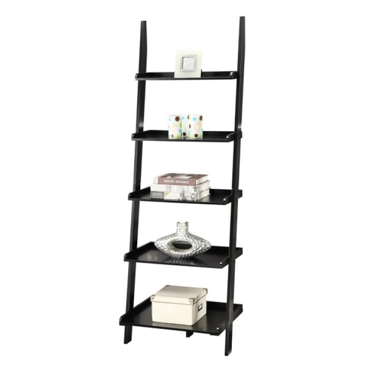 Heritage Black Wood Ladder Bookshelf