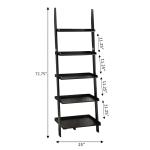 Heritage Black Wood Ladder Bookshelf