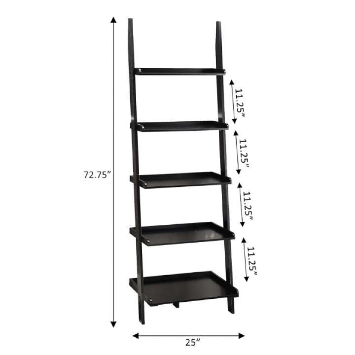 Heritage Black Wood Ladder Bookshelf