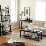 Heritage Black Wood Ladder Bookshelf