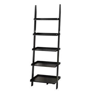 Heritage Black Wood Ladder Bookshelf