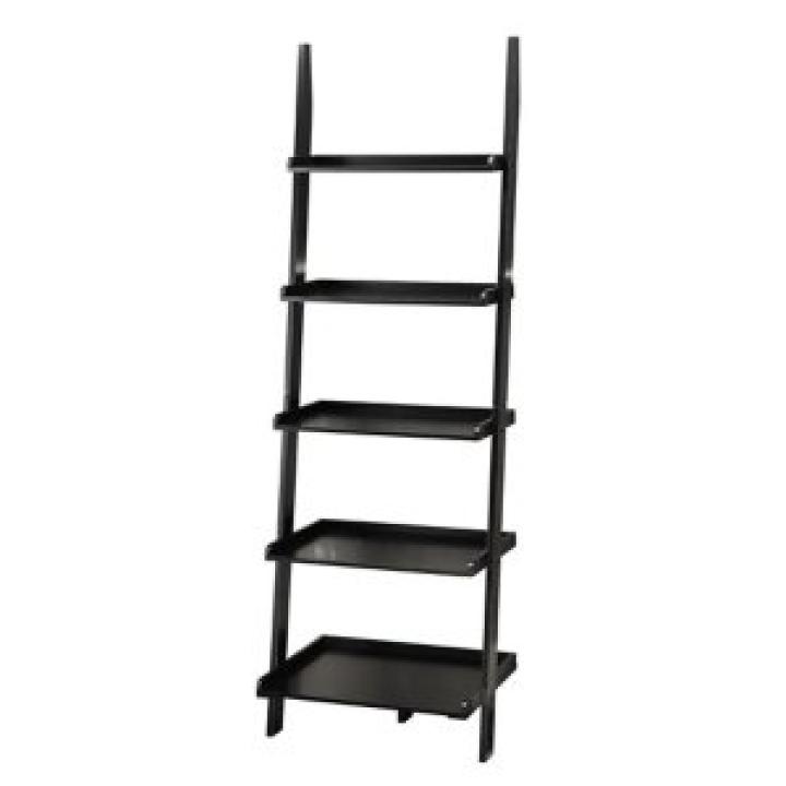 Heritage Black Wood Ladder Bookshelf