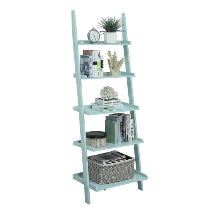 Heritage Blue Wood Ladder Bookshelf