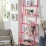 Heritage Pink Wood Ladder Bookshelf