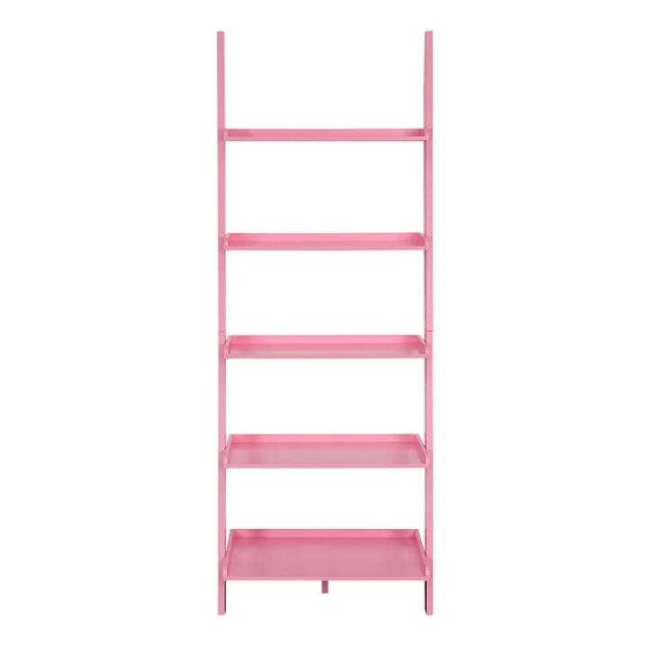 Heritage Pink Wood Ladder Bookshelf