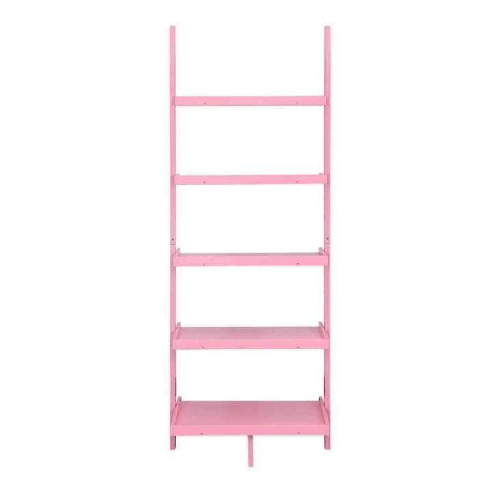 Heritage Pink Wood Ladder Bookshelf