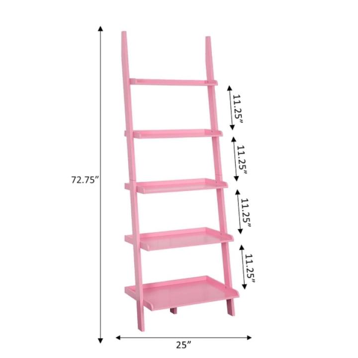 Heritage Pink Wood Ladder Bookshelf