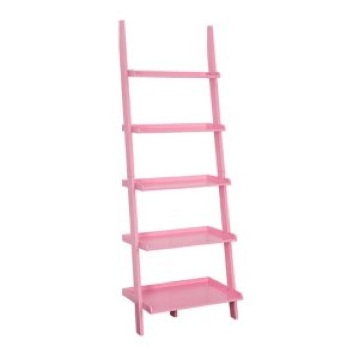 Heritage Pink Wood Ladder Bookshelf