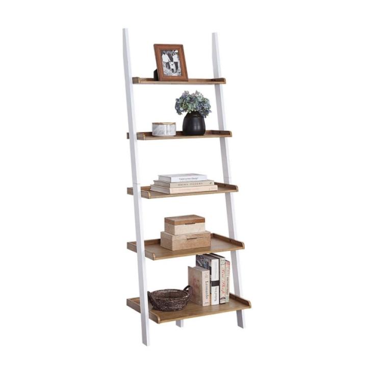 Heritage White Wood Ladder Bookshelf