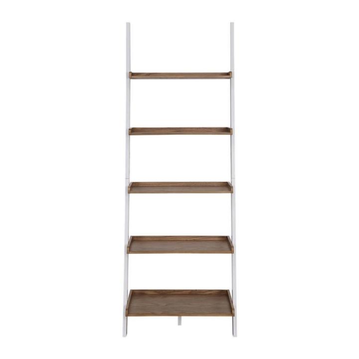 Heritage White Wood Ladder Bookshelf