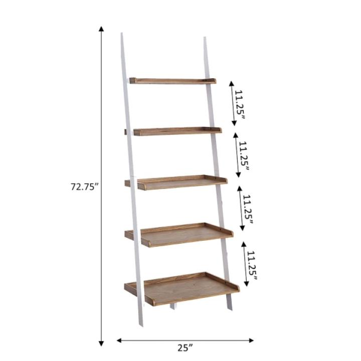 Heritage White Wood Ladder Bookshelf