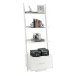 Heritage White Ladder Bookshelf with Drawer